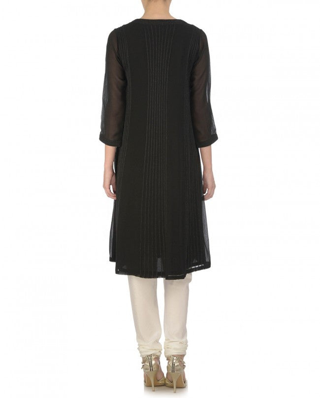 Embroidered Black Tunic with Dupatta